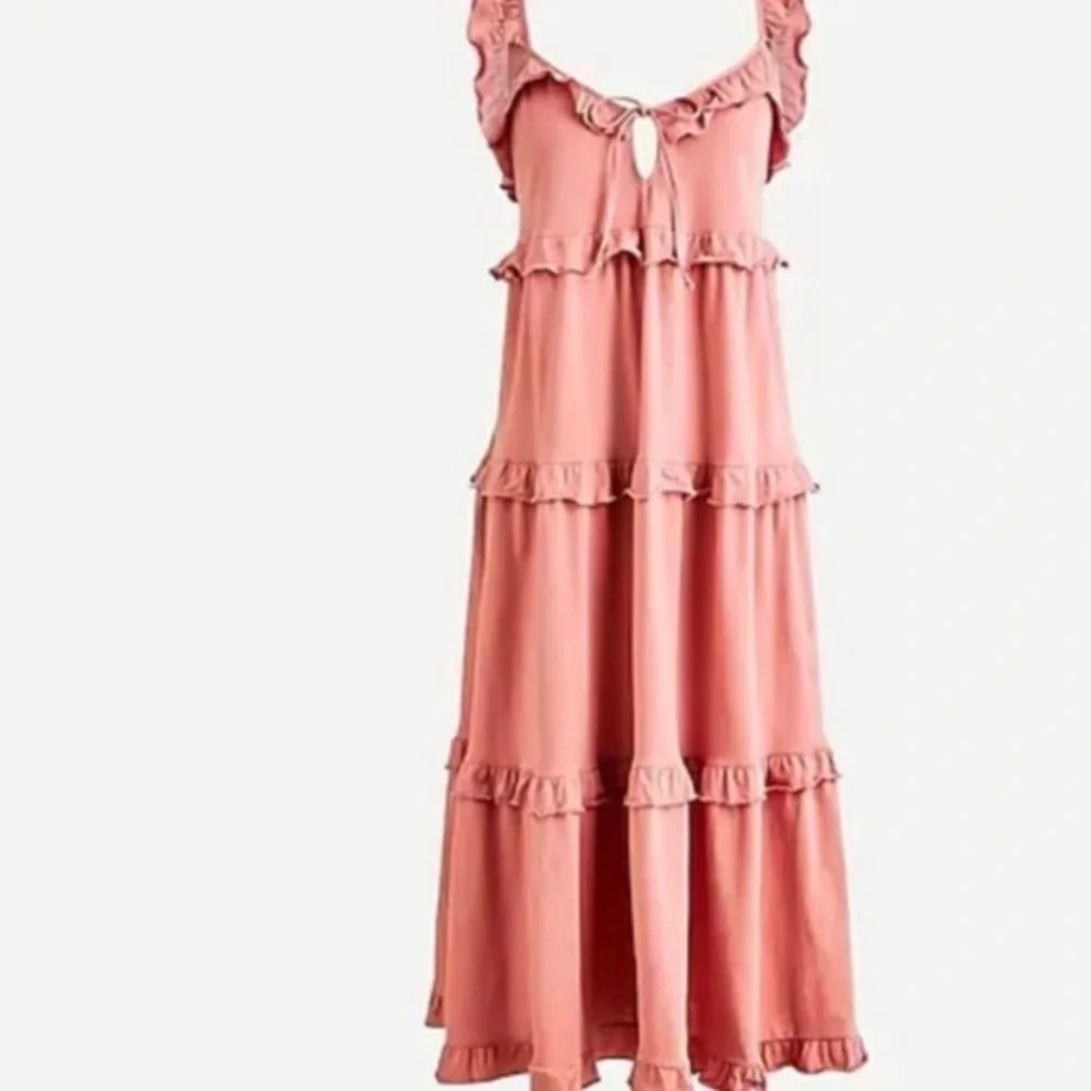 J. Crew Tiered Knit Midi Keyhole Dress Dusty Rose - Picture 3 of 9
